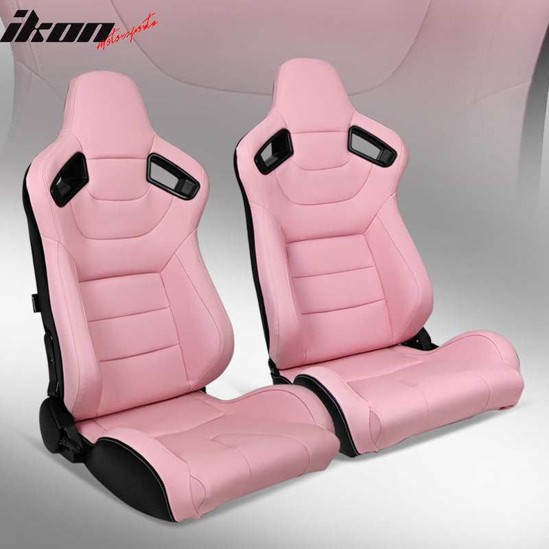 Universal Black Pink Racing Seat with Dual Sliders PU Carbon Leather