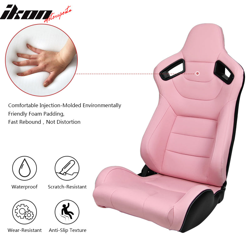 Universal Pair Reclinable Racing Seat Dual Slider Pink Pu&Carbon Leather Back