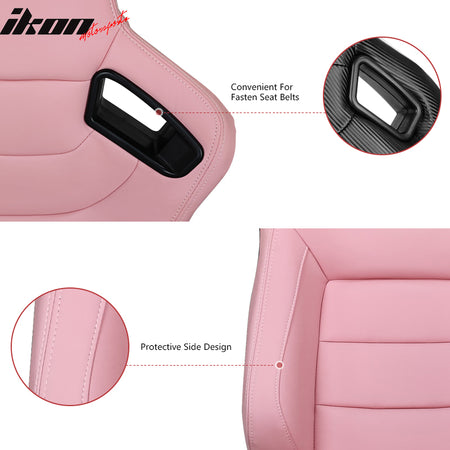 Universal Pair Reclinable Racing Seat Dual Slider Pink Pu&Carbon Leather Back