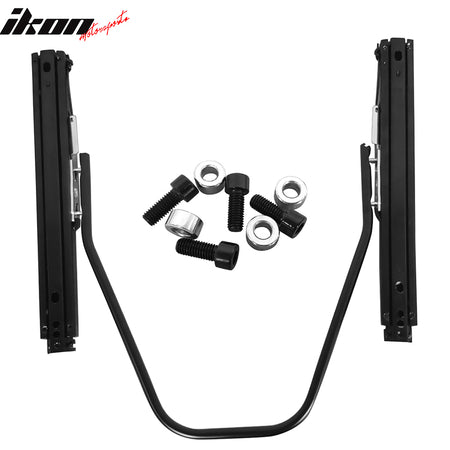 Universal Adjust Racing Seat Dual Slider Left PU Carbon Leather Orange Stitch