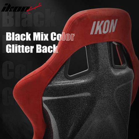 Pair Universal Ergonomic Bucket Racing Seats Slider Suede Black Red Left Right