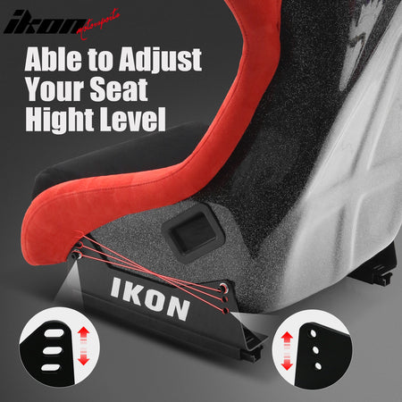 Pair Universal Ergonomic Bucket Racing Seats Slider Suede Black Red Left Right