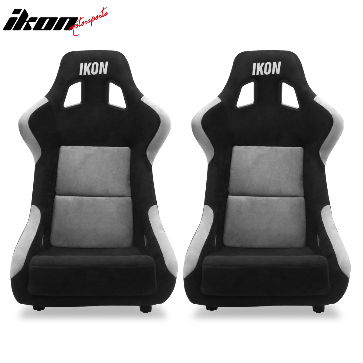 Pair Universal Adjustable Bucket Racing Seats Slider Suede Silver Left Right