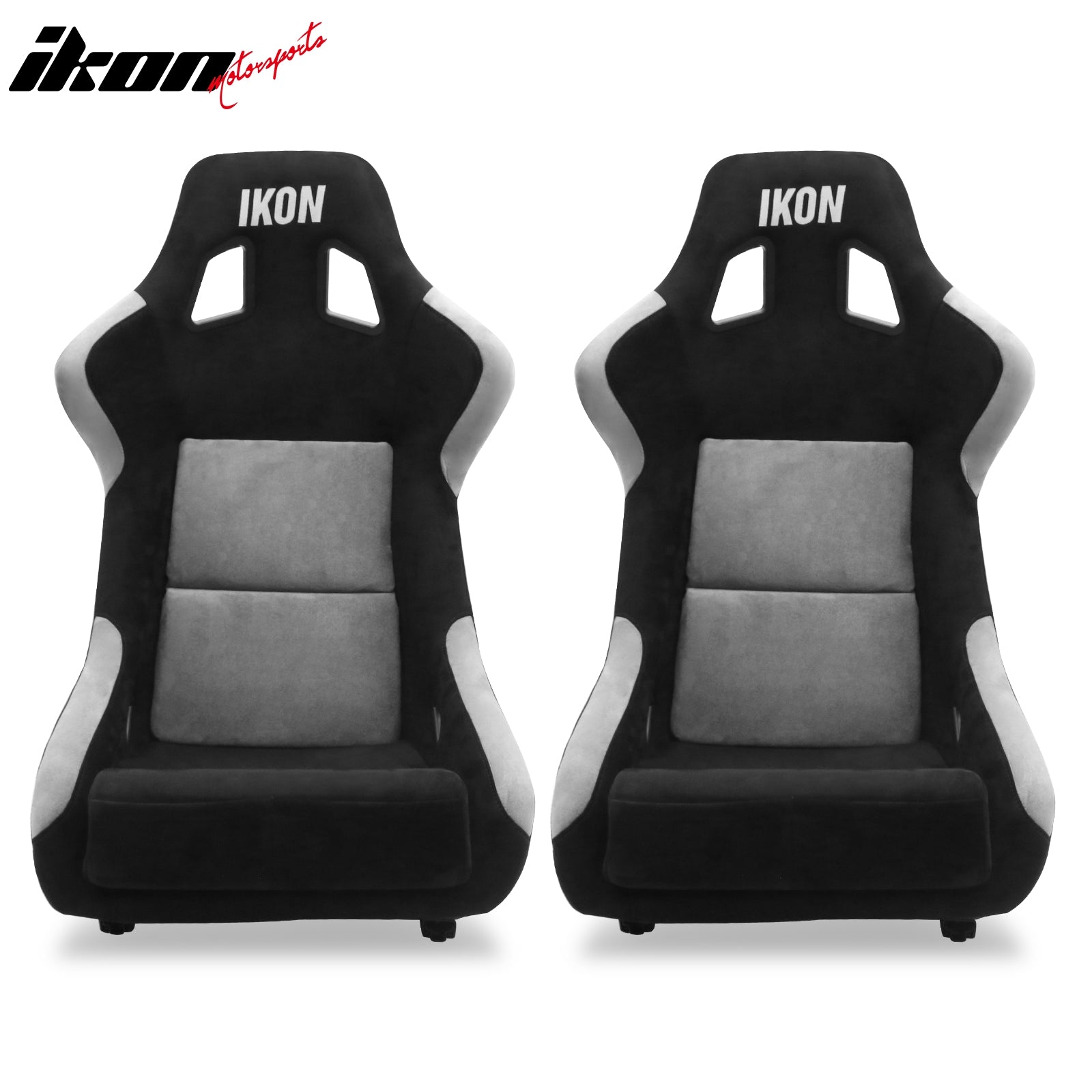 Pair Universal Adjustable Bucket Racing Seats Slider Suede Silver Left Right