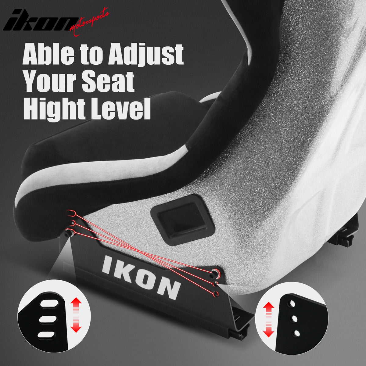 Pair Universal Adjustable Bucket Racing Seats Slider Suede Silver Left Right