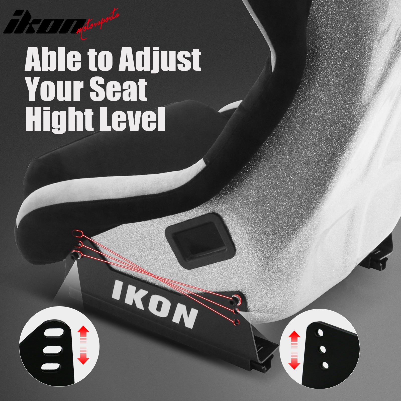 Pair Universal Adjustable Bucket Racing Seats Slider Suede Silver Left Right