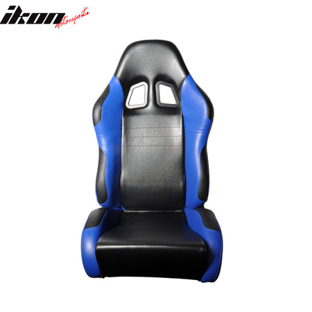 Universal Reclinable Racing Seats Slider Passenger Black Blue PVC