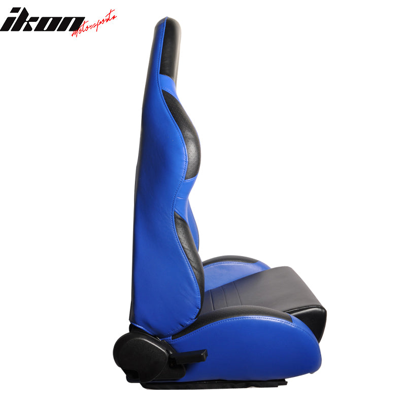 Universal Reclinable Racing Seats Slider Passenger Black Blue PVC