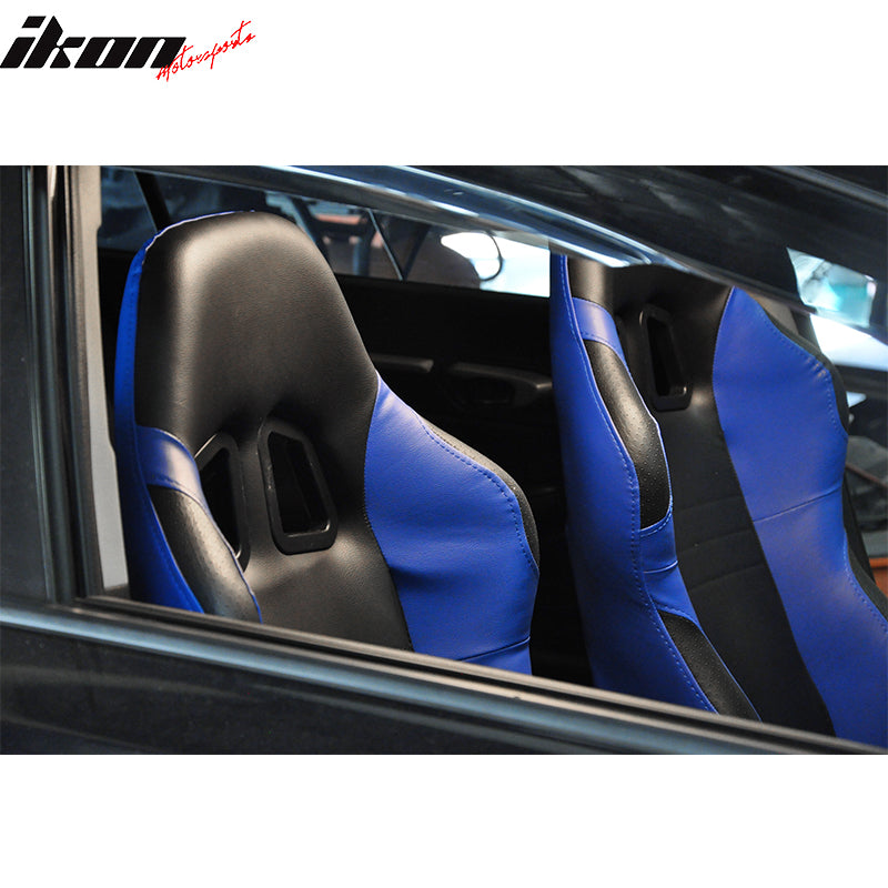 Universal Reclinable Racing Seats Slider Passenger Black Blue PVC