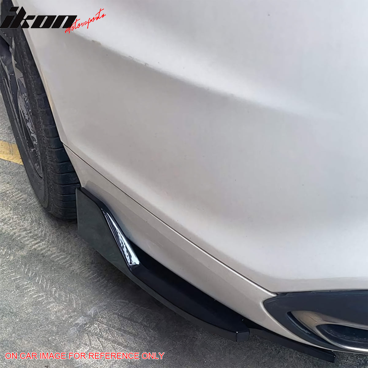 IKON MOTORSPORTS Rear Aprons, Universal Fit Unpainted Black PU Polyurethane Rear Bumper Lip Lower Side Spat Valance Winglet Canard Protector +xPCS, for Most Cars Sedan Coupe Hatchback Wagon