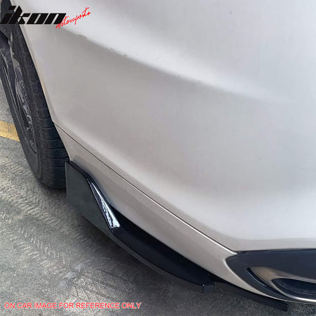 IKON MOTORSPORTS Rear Aprons, Universal Fit Unpainted Black PU Polyurethane Rear Bumper Lip Lower Side Spat Valance Winglet Canard Protector +xPCS, for Most Cars Sedan Coupe Hatchback Wagon