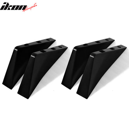Universal 4PCS Rear Bumper Lip Diffuser Splitter Shark Fins Unpainted Black ABS