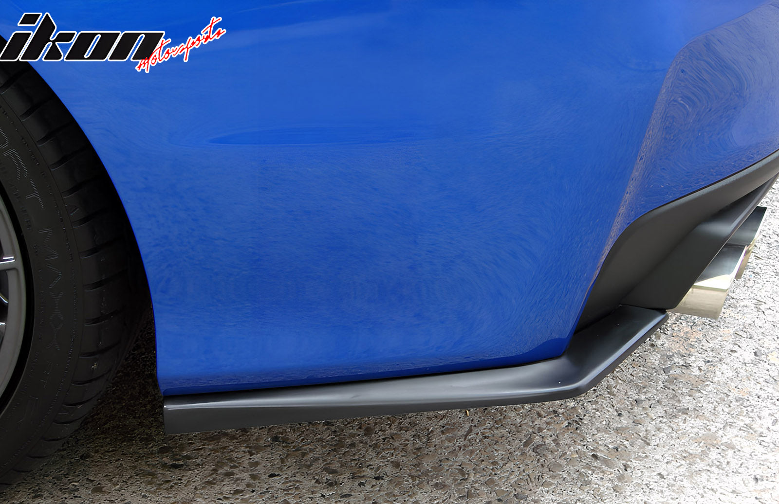 IKON MOTORSPORTS Rear Aprons, Universal Fit 14" x 7" Unpainted Black DT Style PU Rear Bumper Lip Splitter Protector, 2PCS, for Most Cars Sedan Coupe Hatchback Wagon