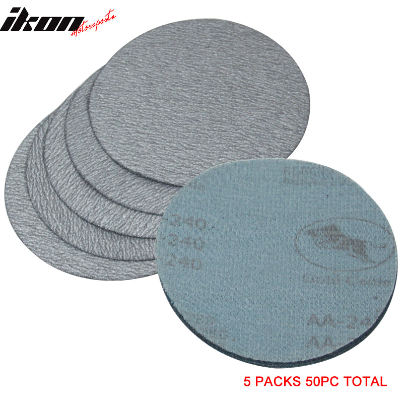50PC 5in 127mm 240 Grit Auto Sanding Disc Sandpaper Sheets Sand Paper