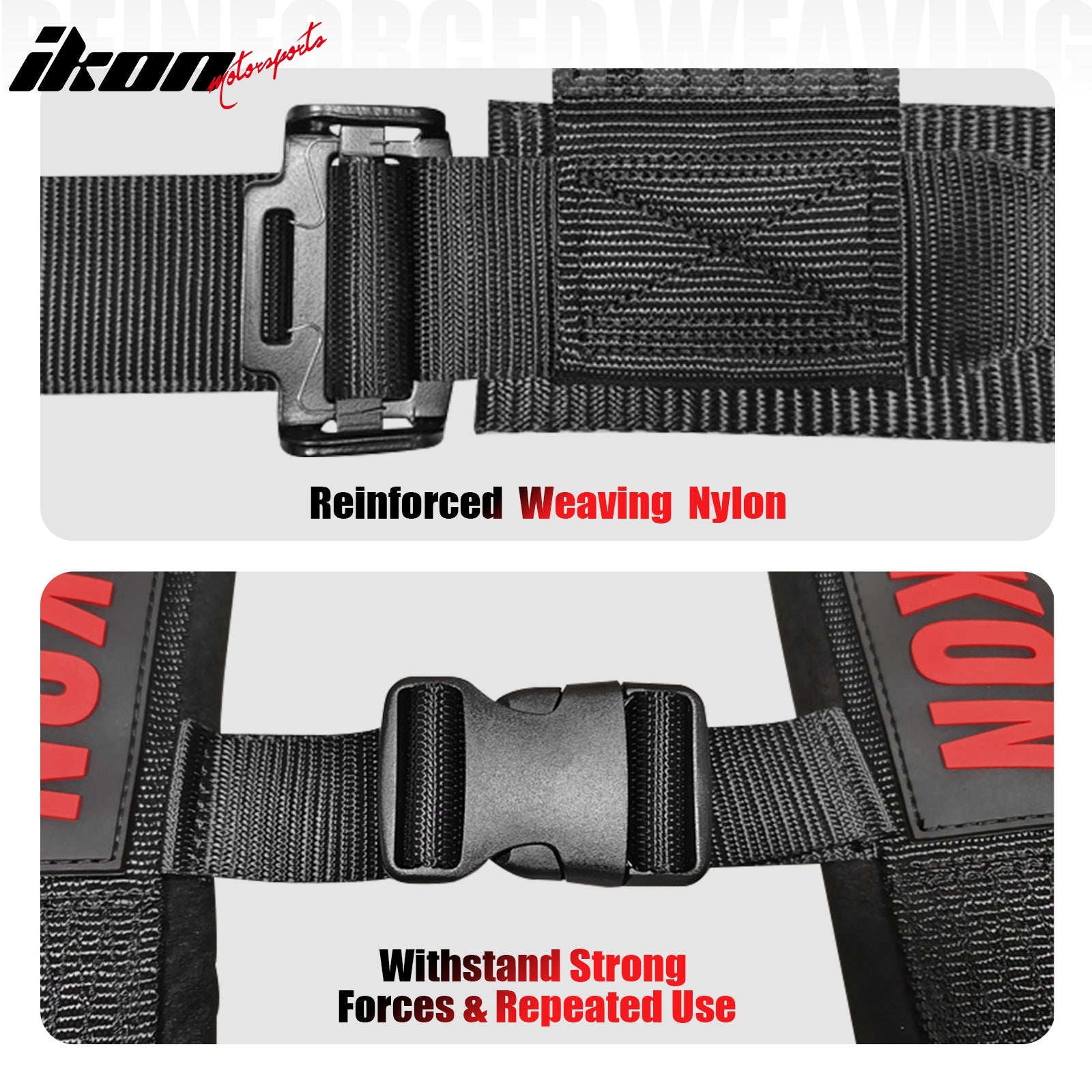 Universal Pair 4 Point Adjustable Racing Seat Belt Harness 3" Strap Buckle Black