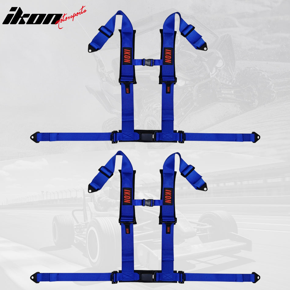 Universal Racing Seat Belt Harness 3" 4 Point Strap Buckle Nylon Blue