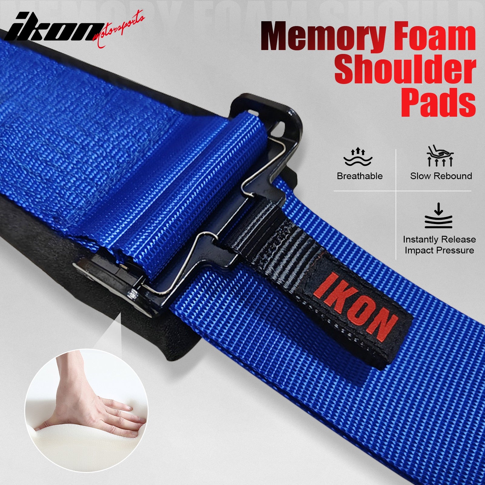 Universal Pair 4 Point Adjustable Racing Seat Belt Harness 3" Strap Buckle Blue