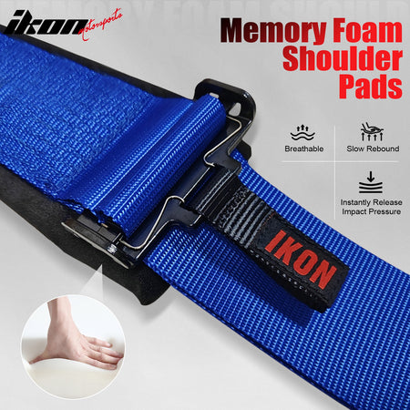 Universal Pair 4 Point Adjustable Racing Seat Belt Harness 3" Strap Buckle Blue