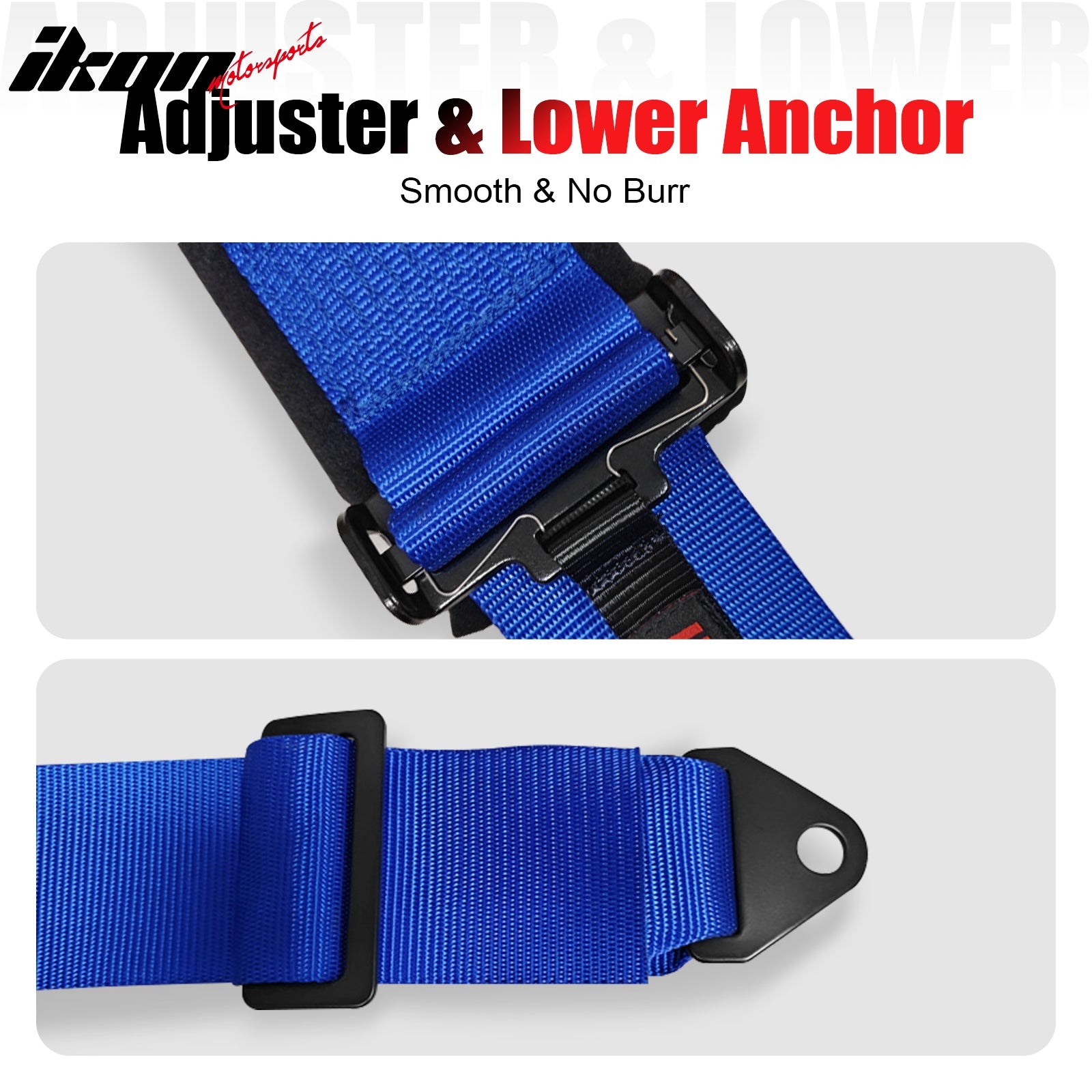 Universal Pair 4 Point Adjustable Racing Seat Belt Harness 3" Strap Buckle Blue