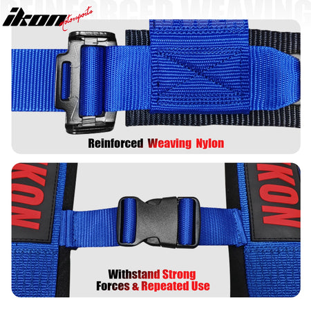 Universal Pair 4 Point Adjustable Racing Seat Belt Harness 3" Strap Buckle Blue