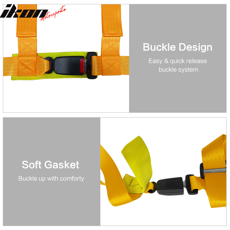 4 Point Racing Harness Buckle Seat Belt 2" Wide Nylon Orange