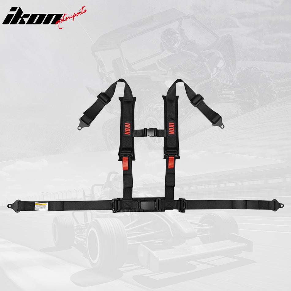Universal 2" Wide 4 Point Buckle Racing Seat Belt Harness Nylon Black