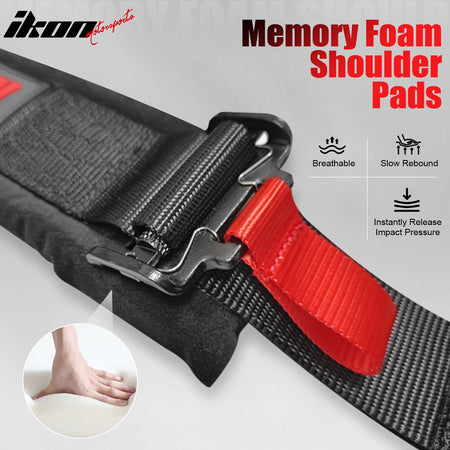 Universal 4 Point Adjustable Racing Seat Belt Harness 2" Wide Strap Buckle Black