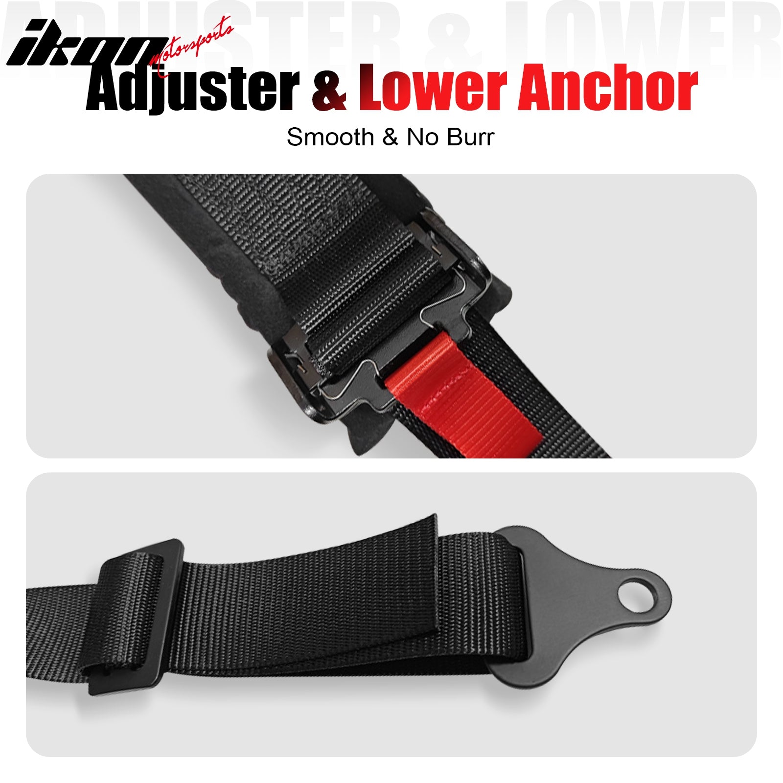 Universal 4 Point Adjustable Racing Seat Belt Harness 2" Wide Strap Buckle Black