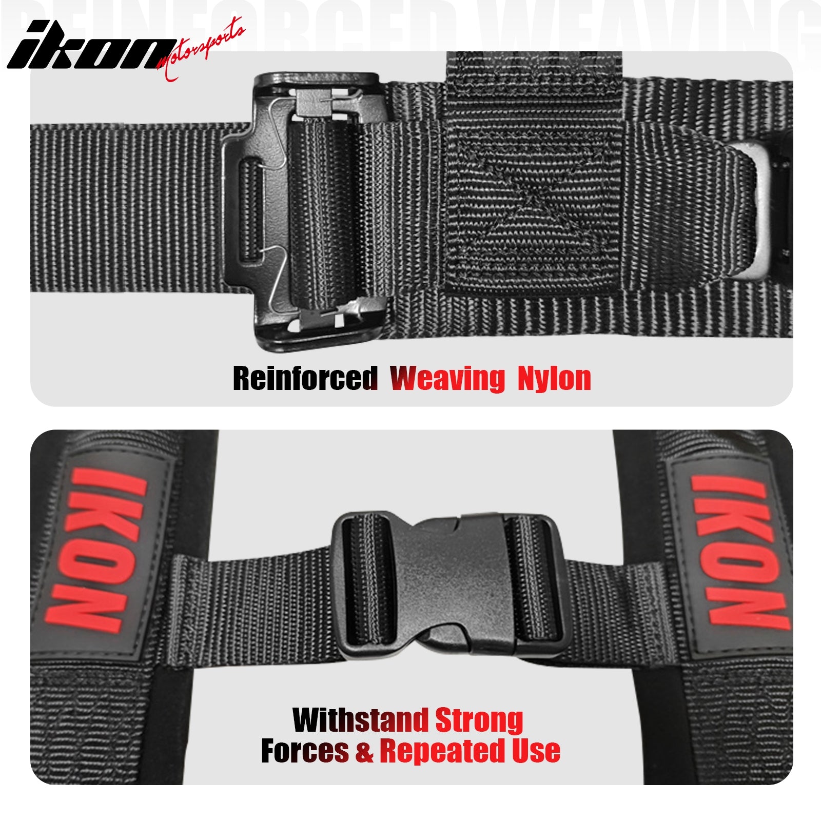 Universal 4 Point Adjustable Racing Seat Belt Harness 2" Wide Strap Buckle Black