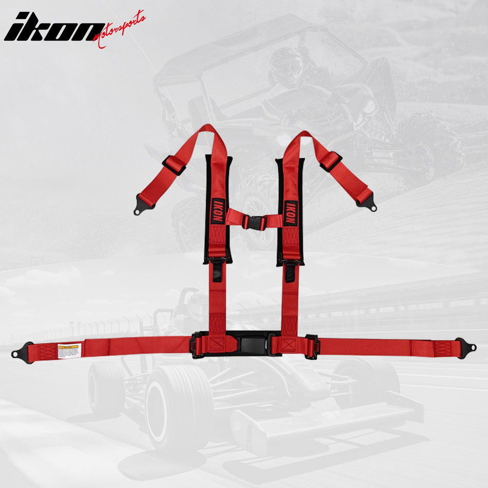 Universal 2" Wide 4 Point Buckle Racing Seat Belt Harness Nylon Red