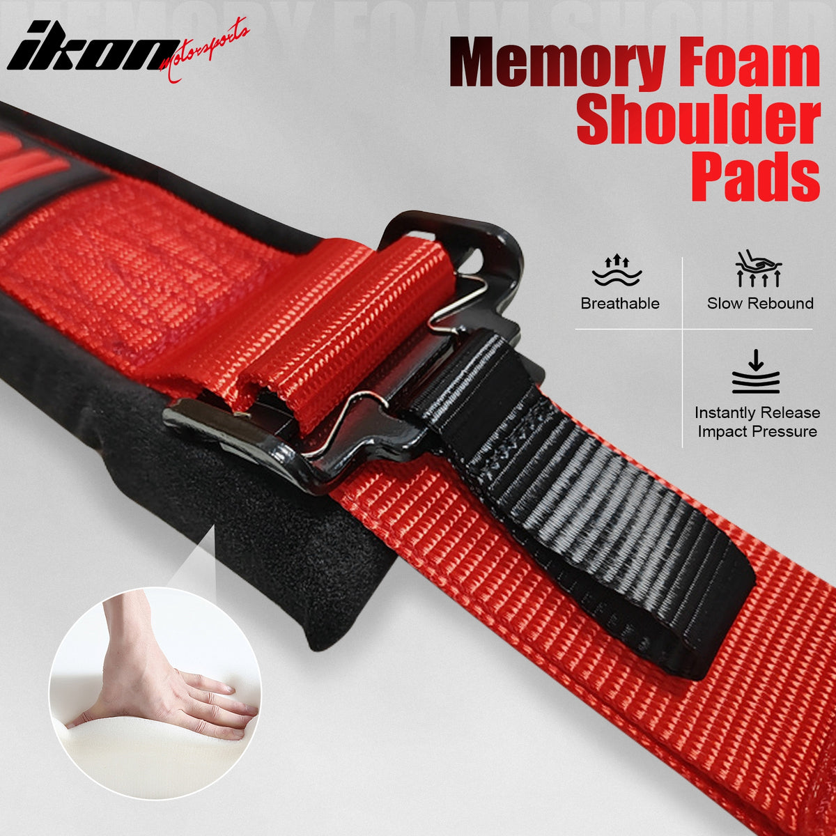 Universal 4 Point Adjustable Racing Seat Belt Harness 2" Wide Strap Buckle Red