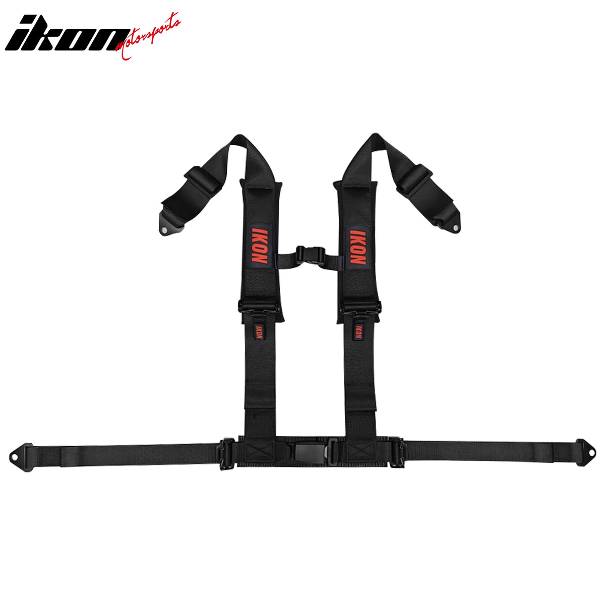 Universal 4 Point Adjustable Racing Seat Belt Harness 3" Wide Strap Buckle Black