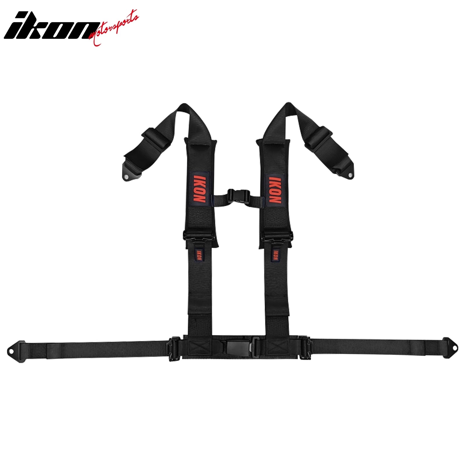 Universal 4 Point Adjustable Racing Seat Belt Harness 3" Wide Strap Buckle Black