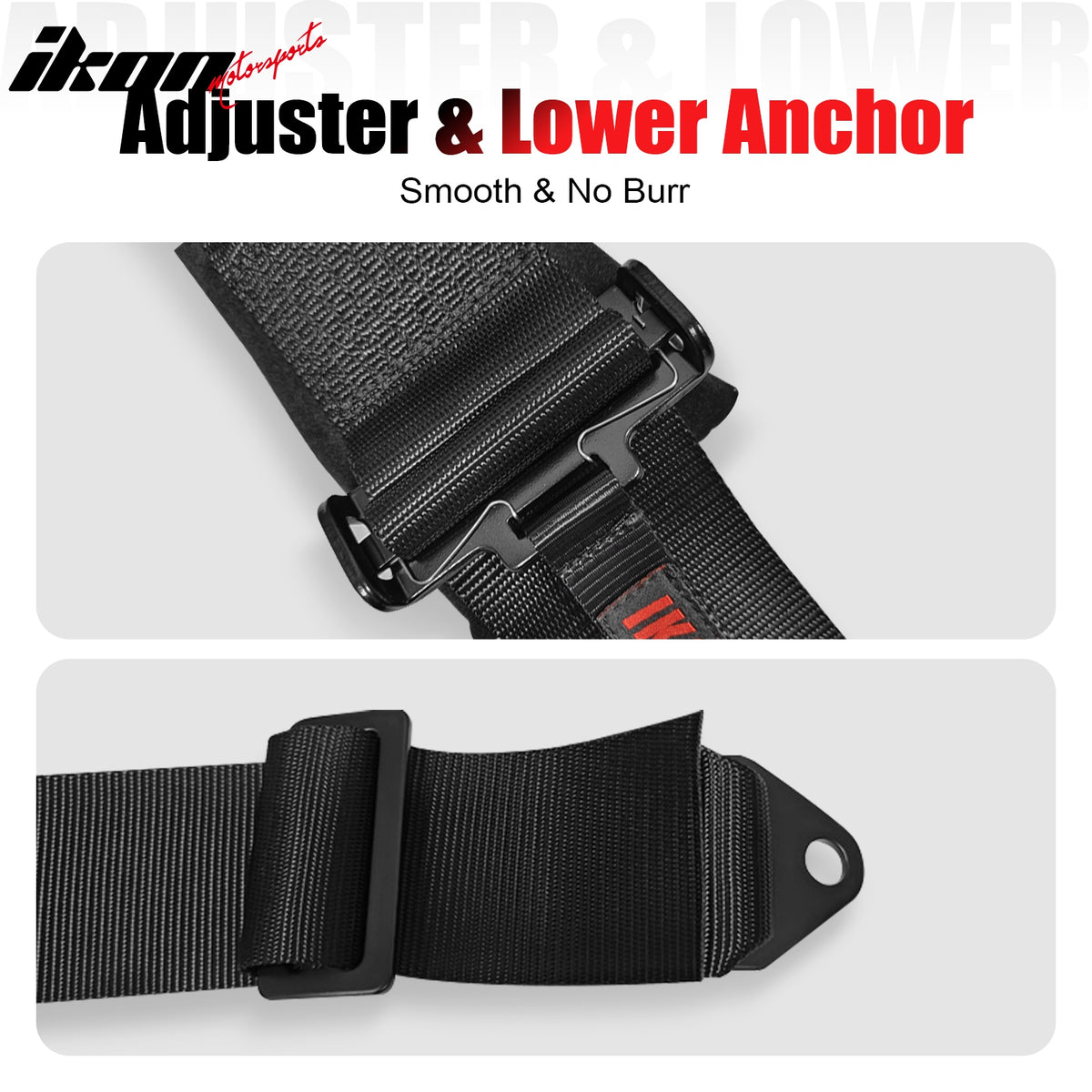 Universal 4 Point Adjustable Racing Seat Belt Harness 3" Wide Strap Buckle Black