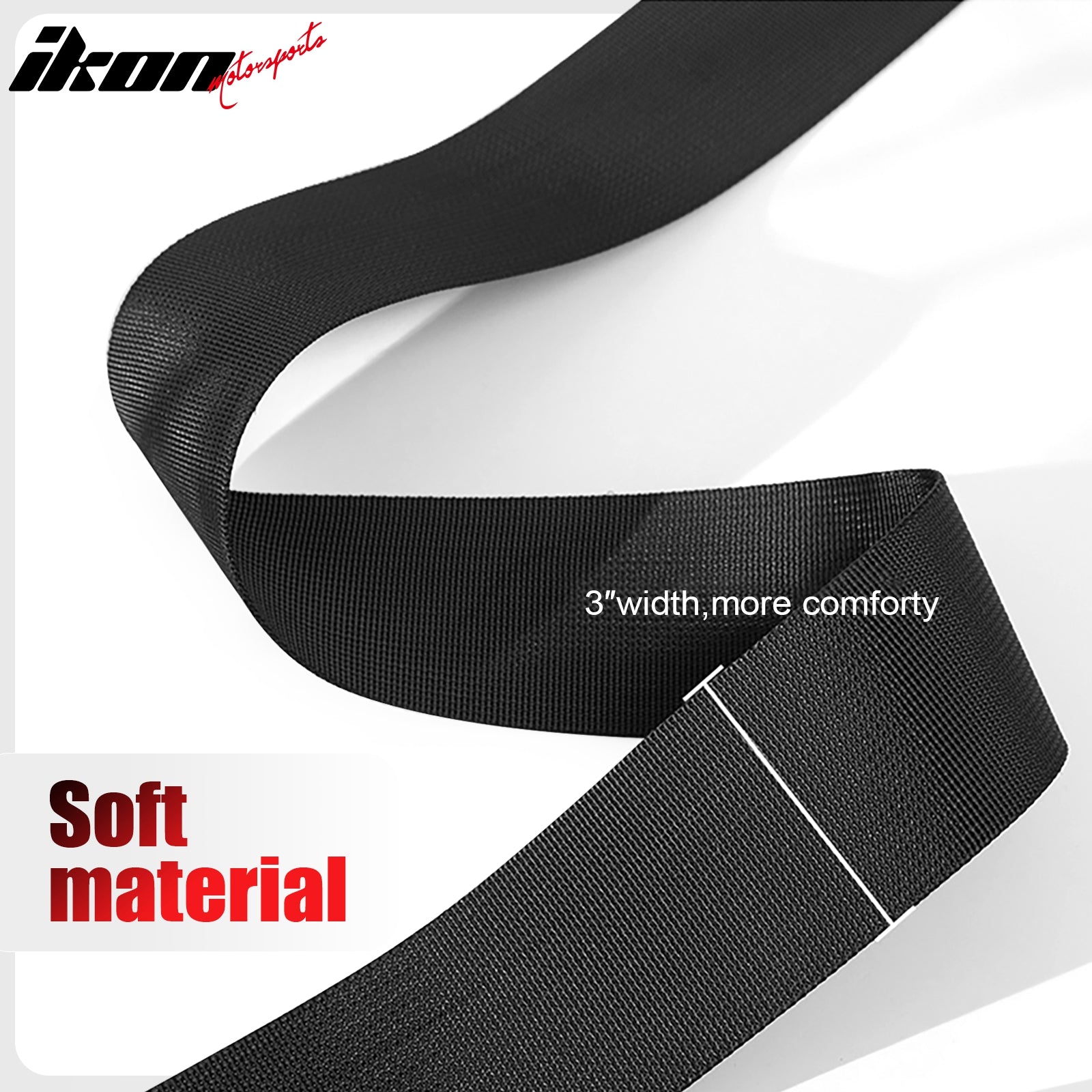 Universal 4 Point Adjustable Racing Seat Belt Harness 3" Wide Strap Buckle Black