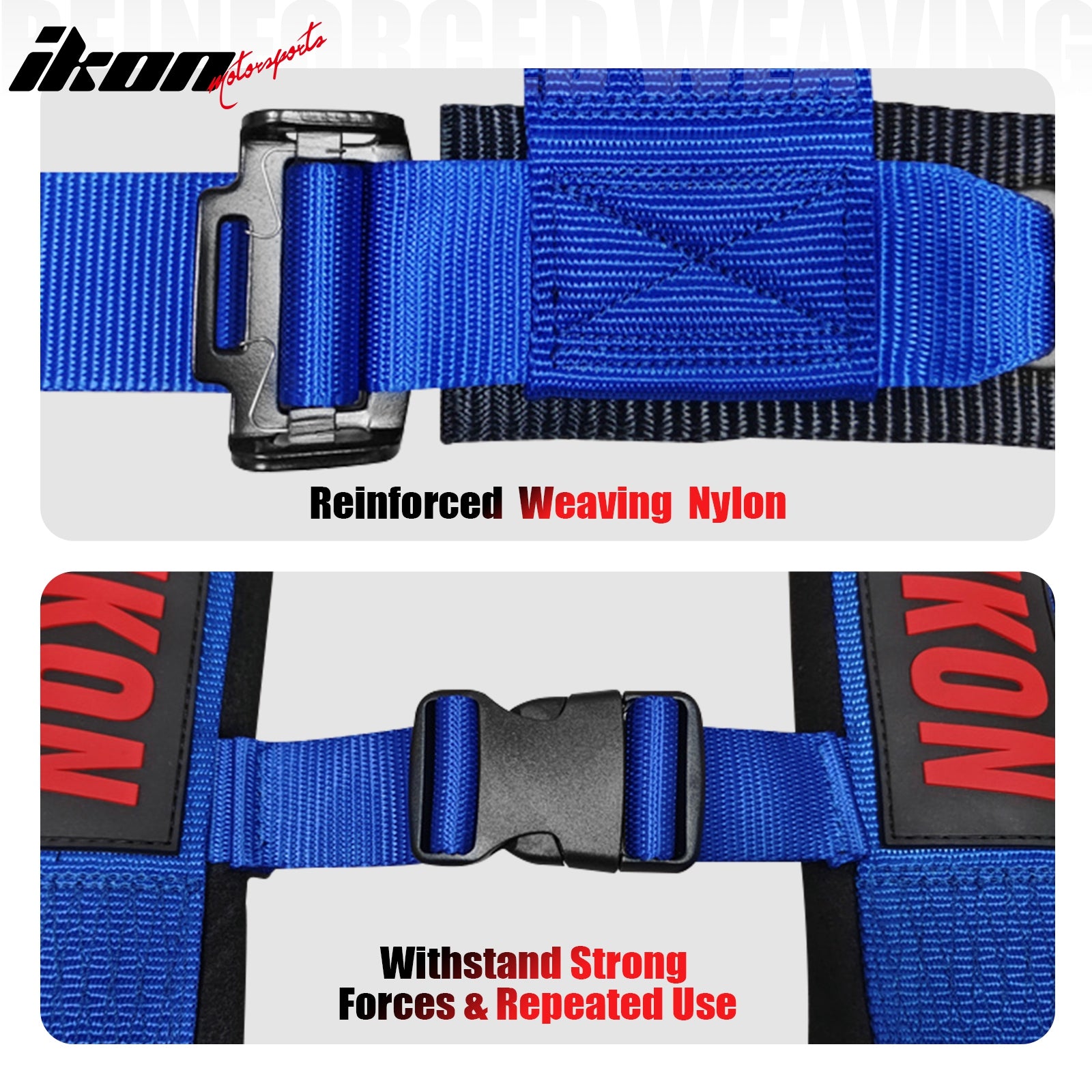 Universal 4 Point Adjustable Racing Seat Belt Harness 3" Wide Strap Buckle Blue