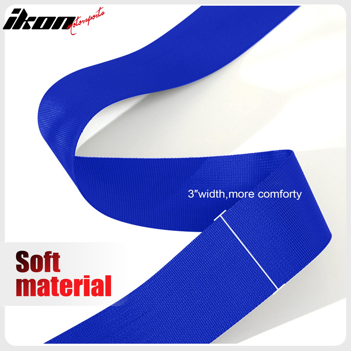 Universal 4 Point Adjustable Racing Seat Belt Harness 3" Wide Strap Buckle Blue