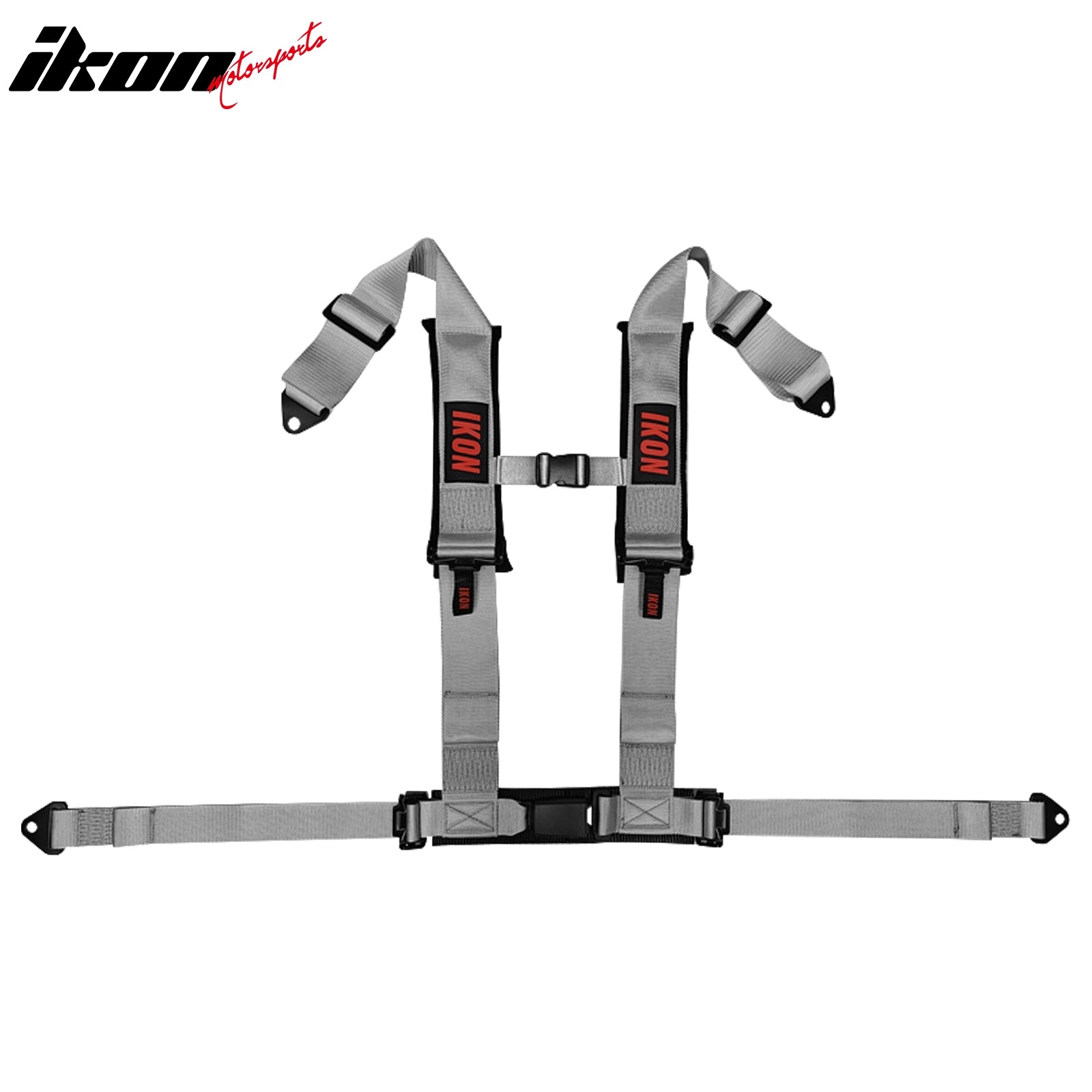 Universal 4 Point Adjustable Racing Seat Belt Harness 3" Wide Strap Buckle Grey