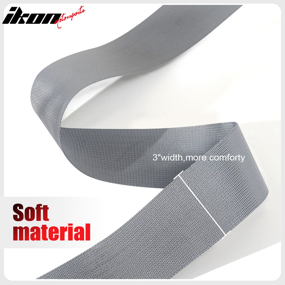 Universal 4 Point Adjustable Racing Seat Belt Harness 3" Wide Strap Buckle Grey