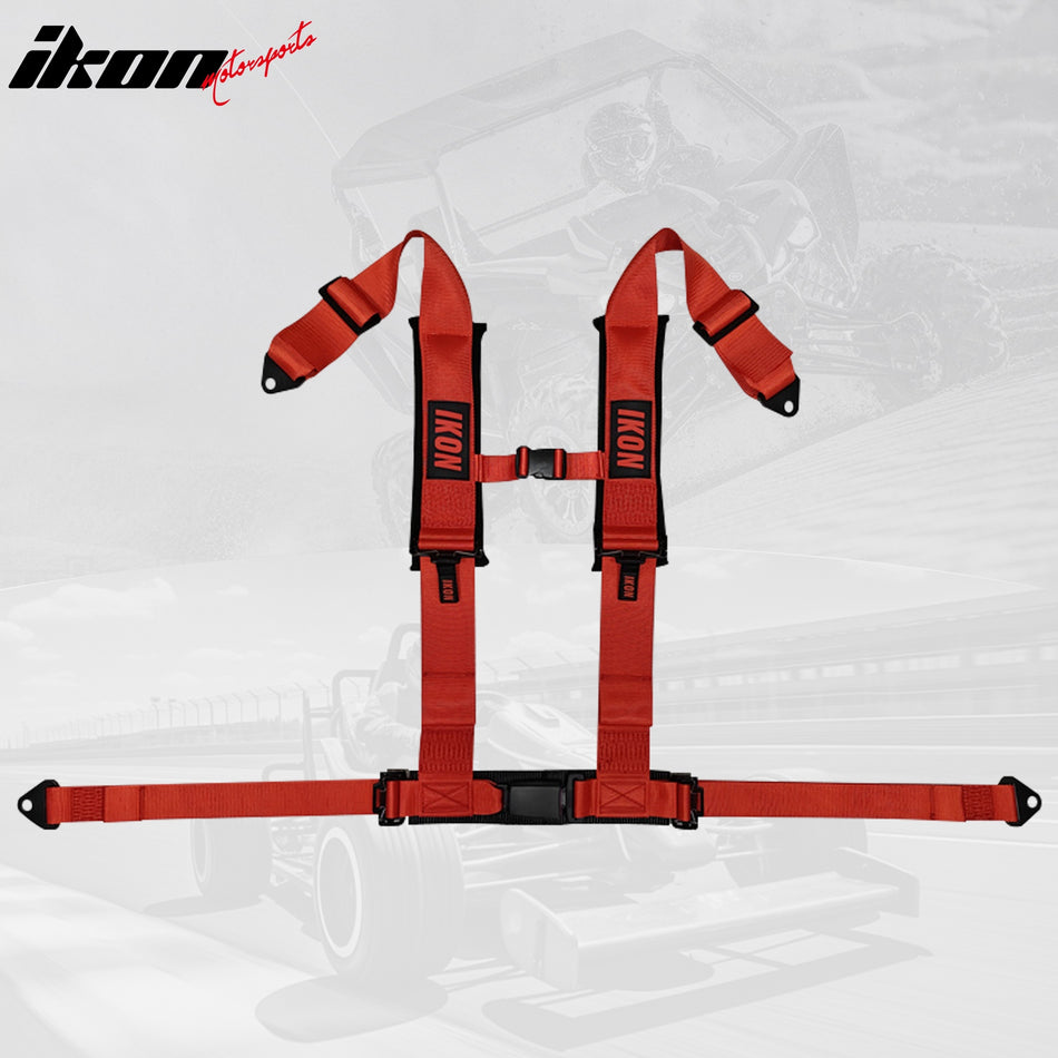 Universal 3" Wide 4 Point Buckle Racing Seat Belt Harness Nylon Red