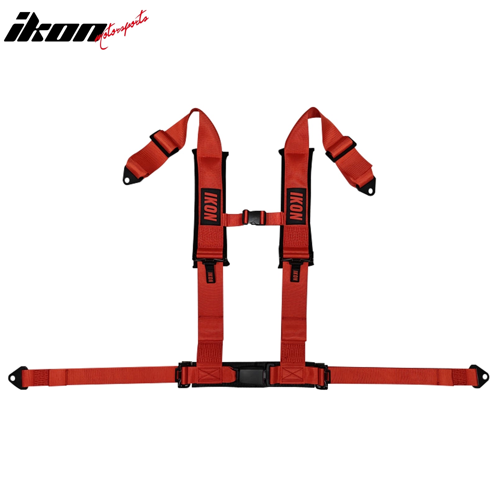 Universal 4 Point Adjustable Racing Seat Belt Harness 3" Wide Strap Buckle Red