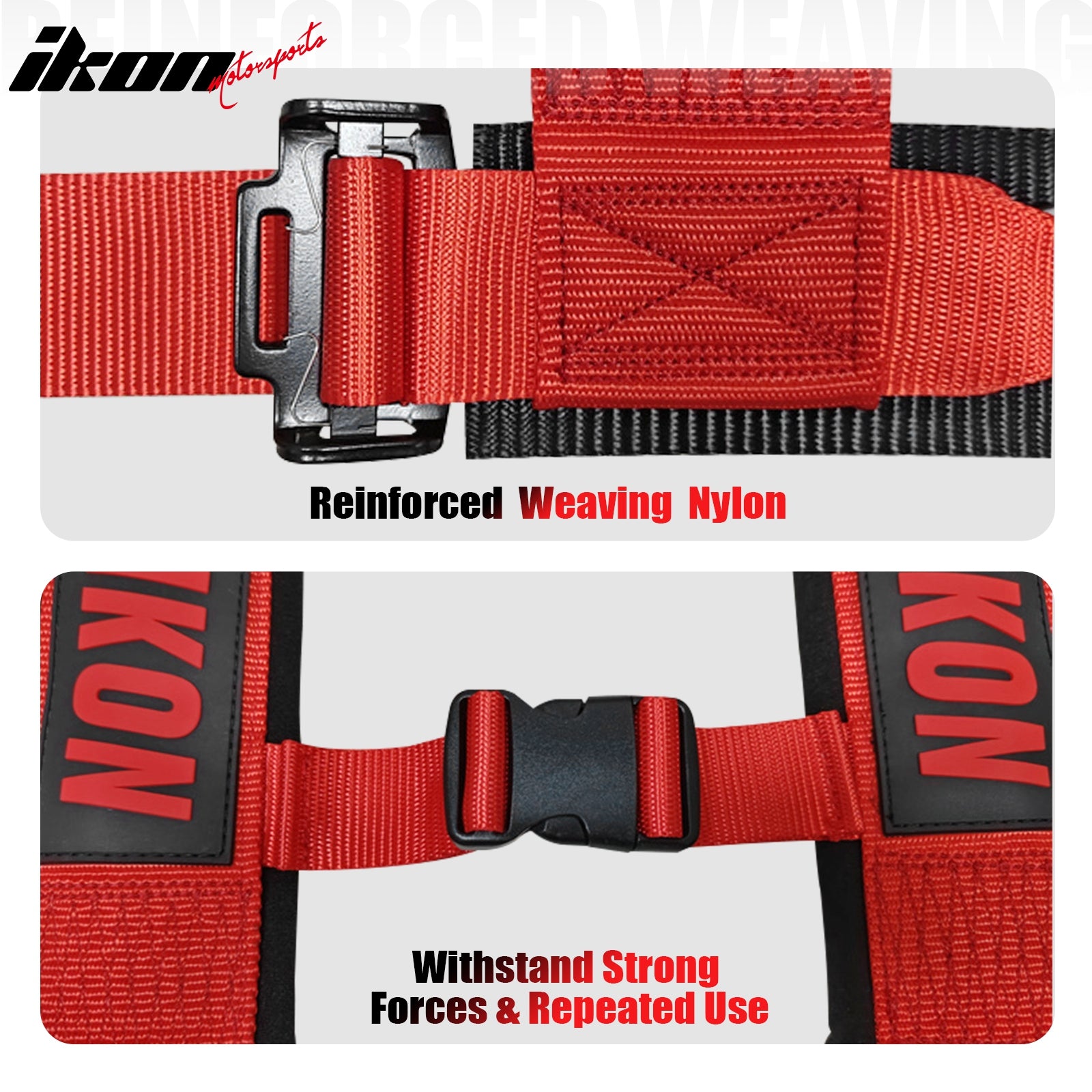 Universal 4 Point Adjustable Racing Seat Belt Harness 3" Wide Strap Buckle Red
