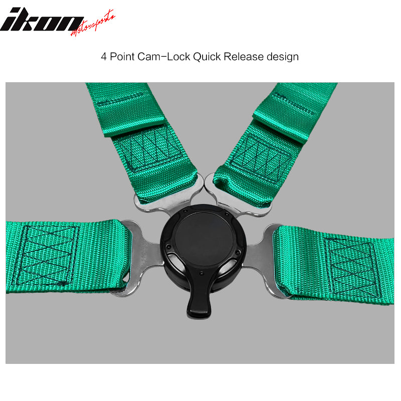 4 Point Race Harness Cam-lock Seat Belt 2" Wide Nylon Green