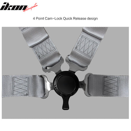 4 Point Race Harness Cam-lock Seat Belt 2" Nylon Gray UTV ATV