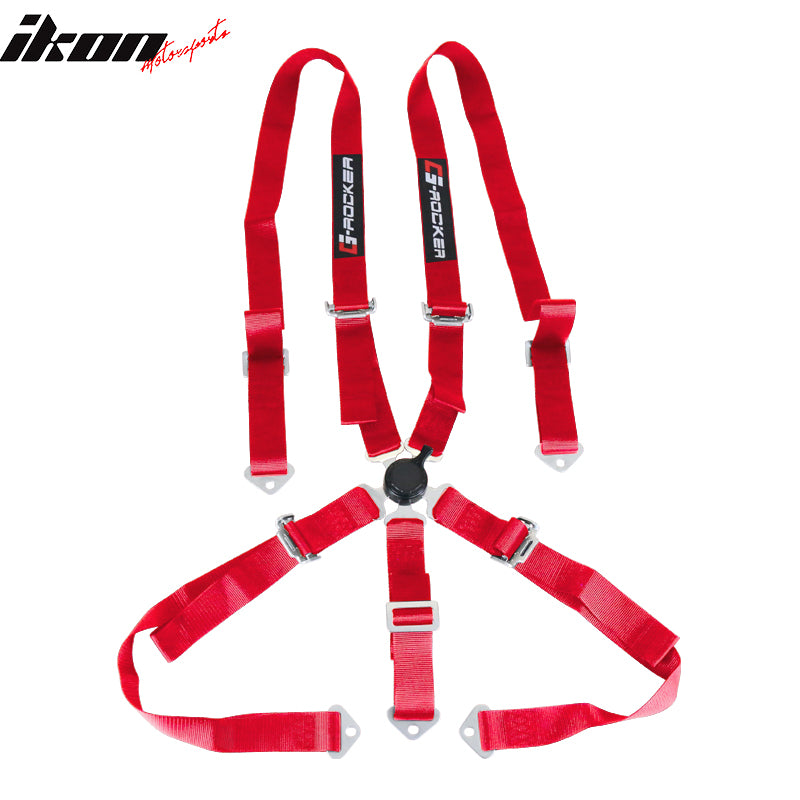IKON MOTORSPORTS Universal 2" Width Nylon Strip 5 points Camlock Harness, for Off-Road Racing Sport Car, UTV, ATV, Go-kart Car, Red (Pack of 1)
