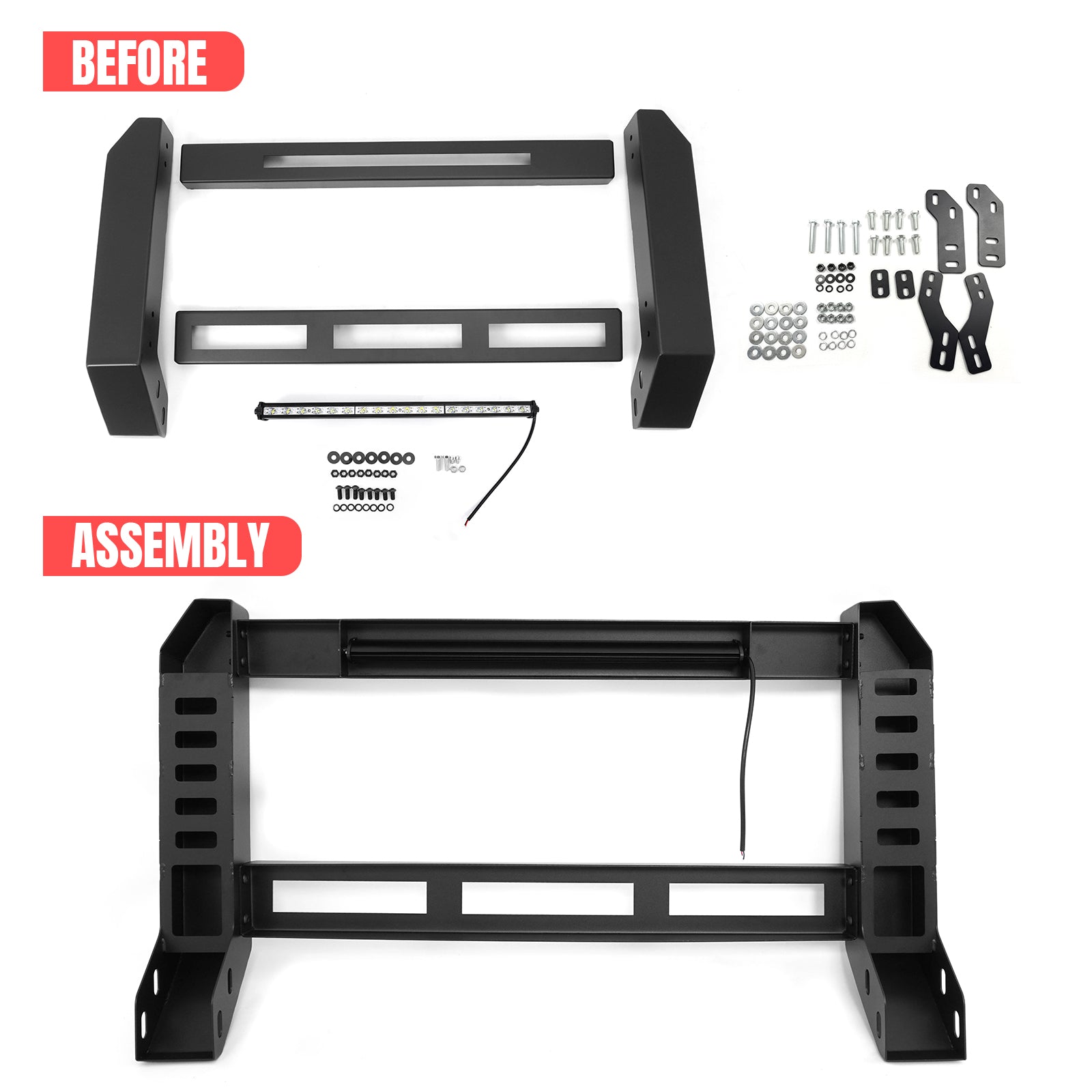 Fits 15-22 Chevrolet Colorado GMC Canyon Bull Bar Front Grille Guard W/LED Light