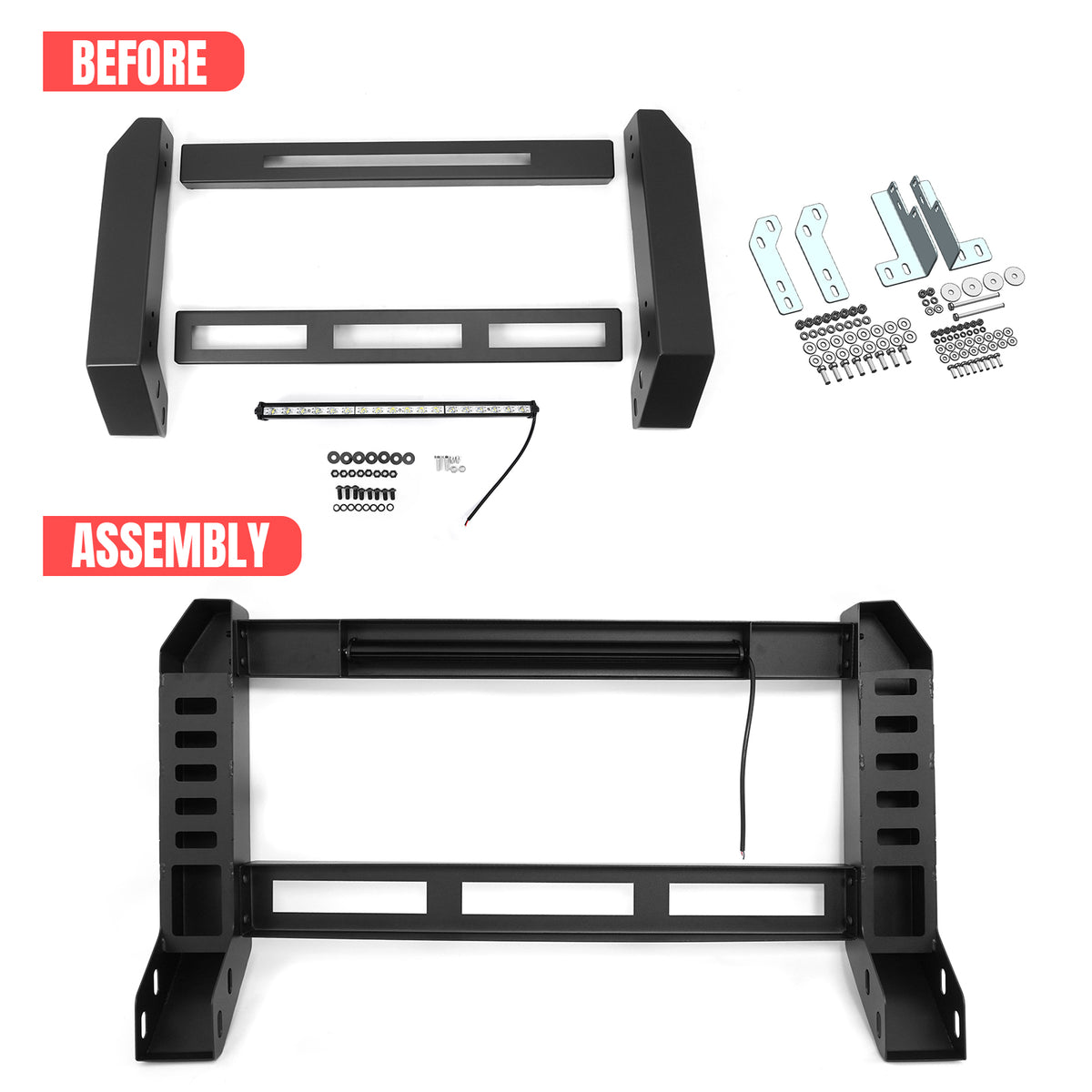 Fits 05-15 Toyota Tacoma Bull Bar Front Brush Bumper Grille Guard W/LED Light