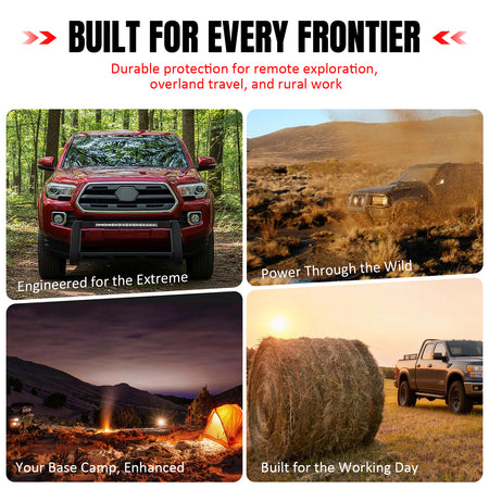 Fits 16-23 Toyota Tacoma Bull Bar Front Brush Bumper Grille Guard W/LED Light