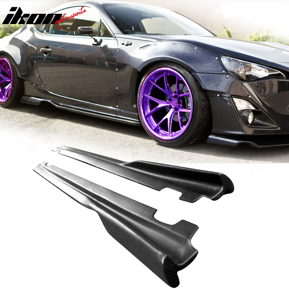 Willorder 86.6" Universal Side Skirt Extensions – Gloss Black PP Lip Splitters (6-Piece Kit)