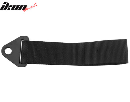 IKON MOTORSPORTS Tow Straps, Compatible with Universal Truck SUV ATV UTV Off-road, 5700lbs Heavy Duty Custom Decorative Trailer Belt Rope Hook With IKON Logo (Black, 1PC)